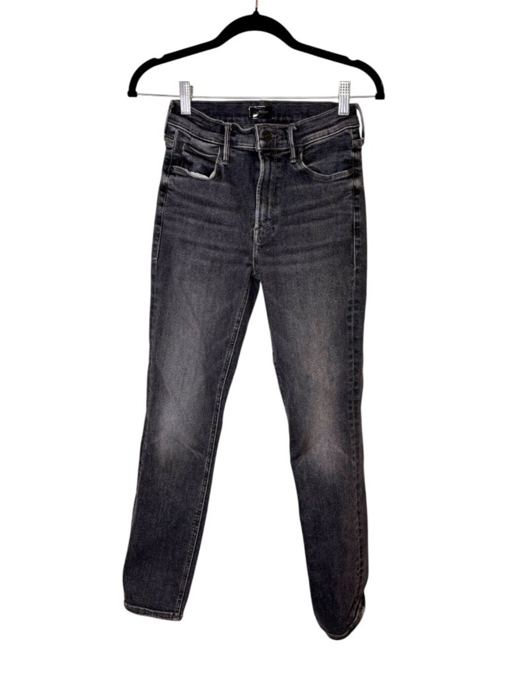 Mother Denim Black Wash The Mid Rise Dazzler Straight Leg Cropped Jeans Size 26 - Picture 3 of 12